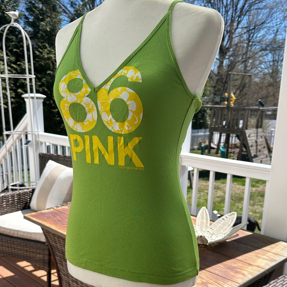 Vintage PINK Victoria's Secret Green V‑Neck Spaghetti Strap Tank - Picture 4 of 6